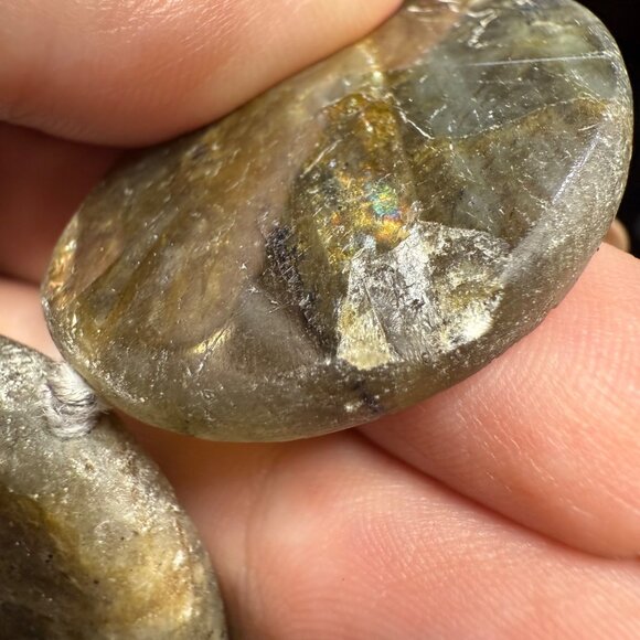 Chunky Labradorite Statement Necklace Polished Iridescent Stone Jewelry Boho 925 - Picture 14 of 16